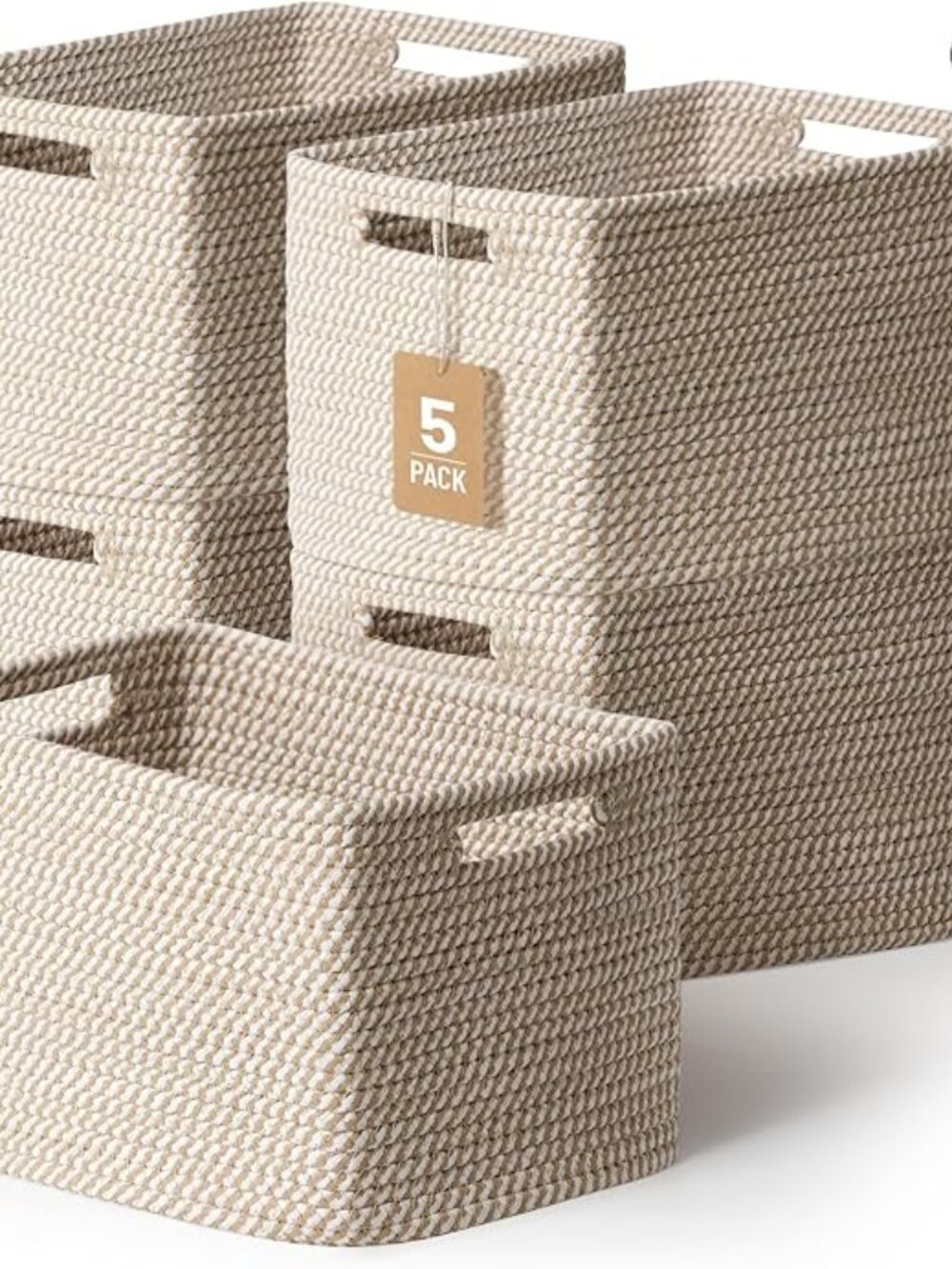 New 5 Pack Woven Storage Baskets, Decorative Storage Bins for Organizing | 13.8'
